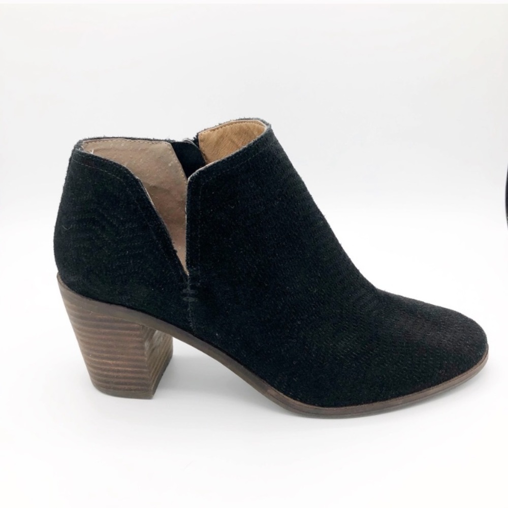 Lucky Brand Pickla Suede Ankle Bootie Black 8.5 - Picture 2 of 6